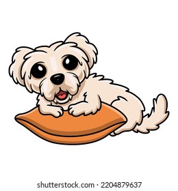 Cute maltese puppy dog cartoon on the pillow