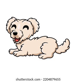 Cute maltese puppy dog cartoon laying down