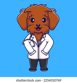 Cute Maltipoo Dog Doctor Cartoon Vector Icons Illustration. Flat Cartoon Concept. Suitable for any creative project.