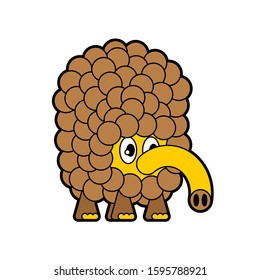 Cute mammoth baby isolated. Cartoon shaggy elephant child. vector illustration