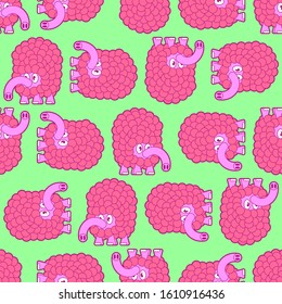 Cute mammoth baby pattern seamless. Cartoon shaggy elephant child background . vector illustration texture. Baby fabric ornament