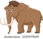 Cute mammoth cartoon isolated on white background