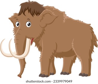 Cute mammoth cartoon isolated on white background