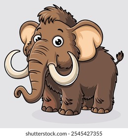 Ilustração do vetor de desenhos animados de elefante mamute bonito.