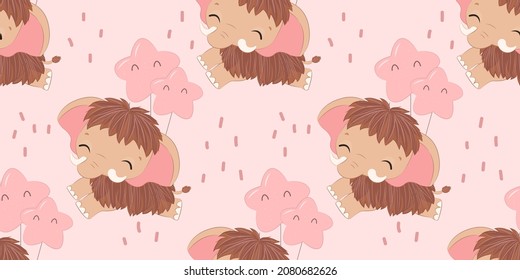 Cute mammoth seamless pattern for children fabric, wallpaper, and many more