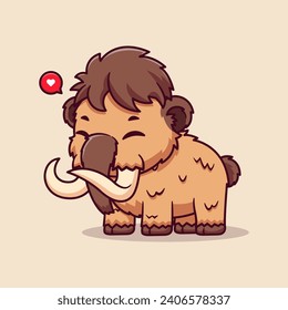 Cute Mammoth Standing Cartoon Vector Icon Illustration. 
Animal Nature Icon Concept Isolated Premium Vector. Flat 
Cartoon Style