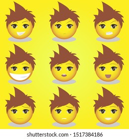 cute man anime emoticon set 01