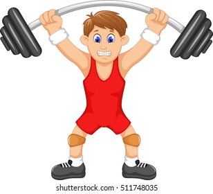 cute man athlete doing weightlifter