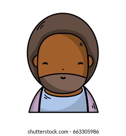 cute man with beard and hairstyle to avatar kawaii