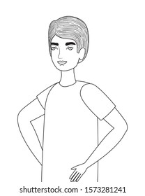 Cute man cartoon drawing design, Boy male person people human and social media theme Vector illustration