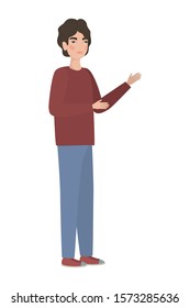 Cute man cartoon drawing design, Boy male person people human and social media theme Vector illustration