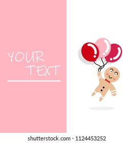Cute man cartoon flying with balloons postcard, cover, notebook and cards design celebrate lover holidays concept background vector illustration