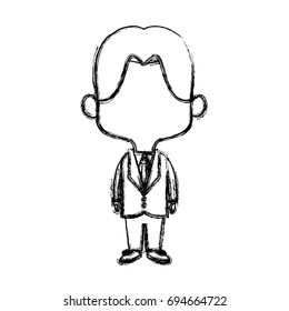 cute man cartoon standing formal clothes character
