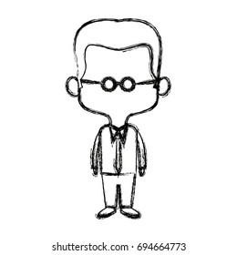 cute man cartoon standing formal clothes character