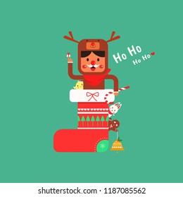 cute man costume  reindeer cartoon vector.Merry Christmas .