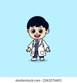 cute man dressed as a doctor with a stethoscope cartoon