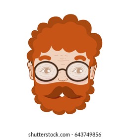 cute man face with glasses and beard