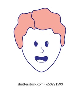 cute man face with hairstyle