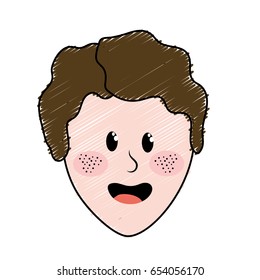 cute man face with hairstyle