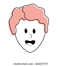 cute man face with hairstyle