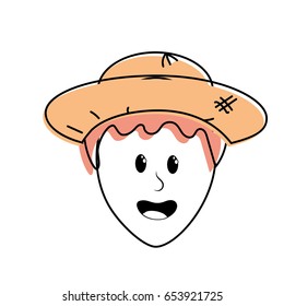 cute man face with hat