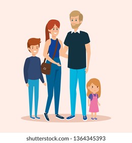 cute man and girl with son and dauther