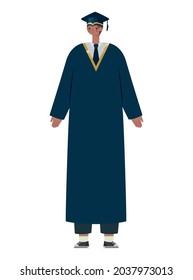 cute man graduated over white