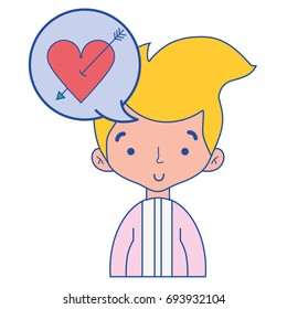 cute man with hairstyle and chat bubble
