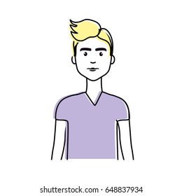 cute man with haistyle and t-shirt
