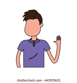 cute man with hand up and nice wear