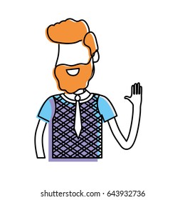 cute man with hand up and nice wear