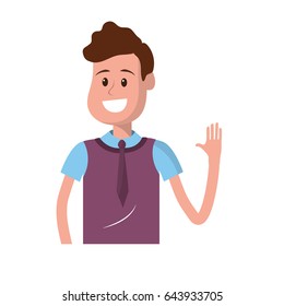 cute man with hand up and nice wear