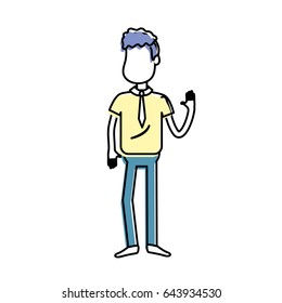 cute man with hand up and nice wear