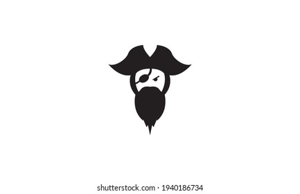 cute man head pirates beard logo vector symbol icon design illustration
