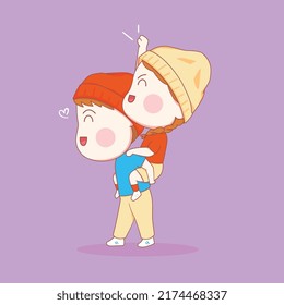 	
Cute Man Holding His Partner Art Illustration