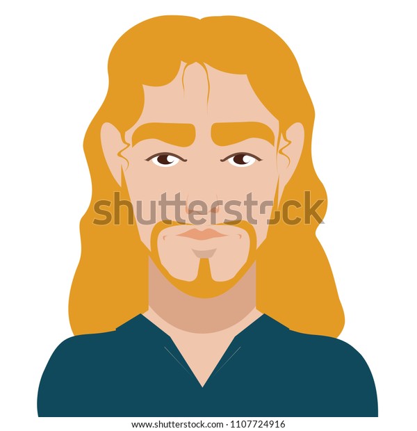 Cute Man Long Blonde Curly Hair Stock Vector Royalty Free 1107724916