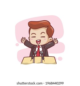 The cute man making a speech