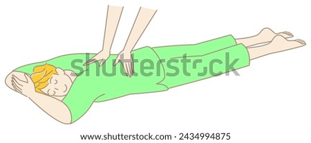 Cute man in massage gown lying on his stomach receiving massage. Simple Illustration Vector