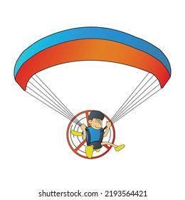 cute of man on paramotor on cartoon version,vector illustration