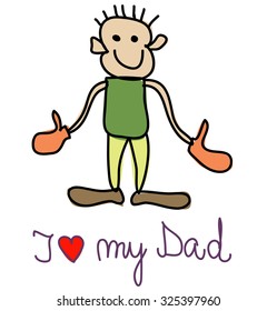 Cute man with opened arms and i love you dad text.