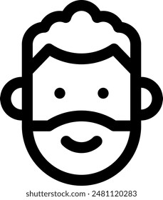 Cute Man Outlined Icon Illustration 