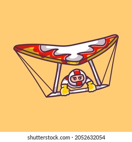 cute man playing air sport hang gliding, suitable for t-shirt or mascot design