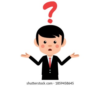 Cute man with question mark above the head