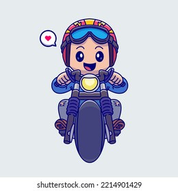 Ilustración del icono del vector de la motocicleta de un hombre hábil montando en motocicleta. Vector Premium Aislado De Icono De Transporte De Personas. Estilo de dibujo plano