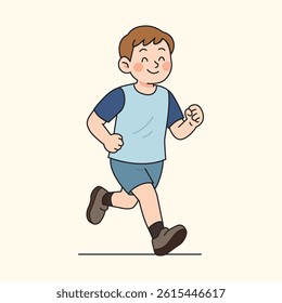 Cute man running jogging on the road.