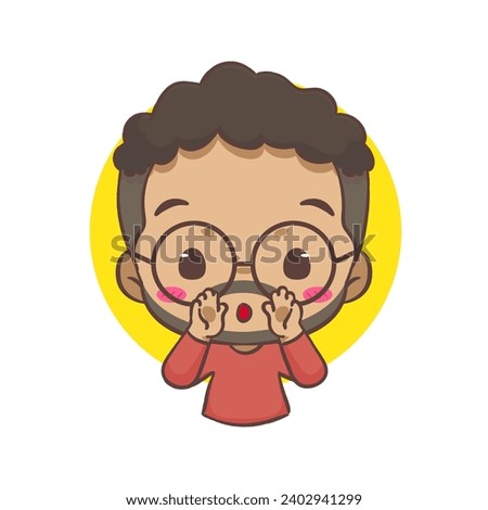 Cute man Shouting out or calling cartoon character. People expression concept design. Isolated background. Vector art illustration.