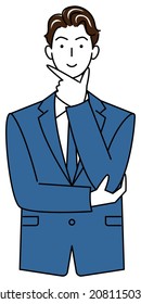 Hombre lindo con un pensamiento positivo de un vector de ilustración de solución