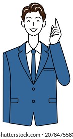 Hombre lindo con traje sonriendo con una buena idea vector de ilustración