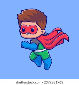 Cute Man Super Hero Flying Cartoon Vector Icon Illustration.
People Holiday Icon Concept Isolated Premium Vector. Flat
Cartoon Style