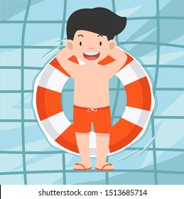 Cute man swimming at the pool